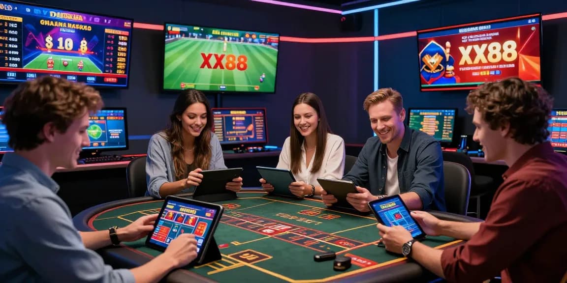 Engaging scene of enthusiastic users enjoying online games on XX88, showcasing dynamic betting options and vibrant atmosphere.
