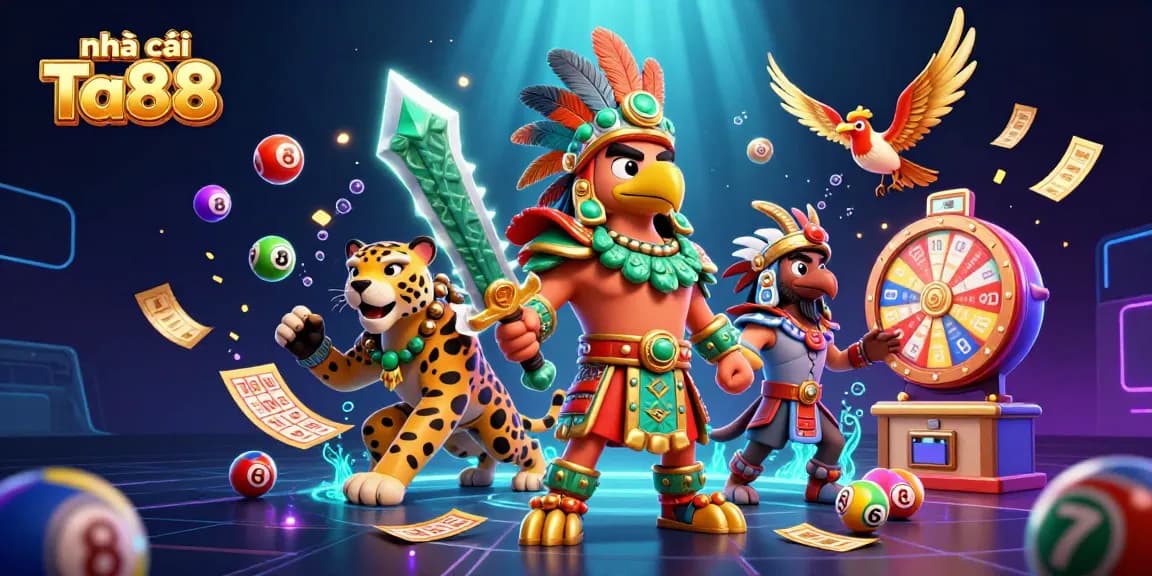 Engage with the vibrant world of nhà cái Ta88 featuring dynamic lottery elements and Aztec warriors.