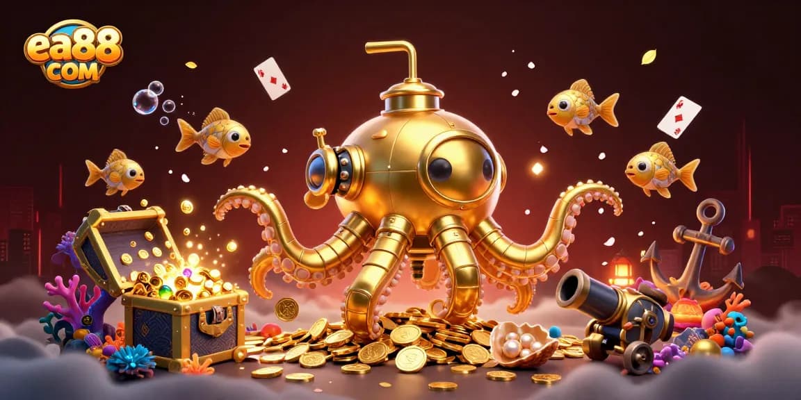 Play to win big rewards at ea88 COM with an action-packed scene featuring treasure and vibrant gaming elements.