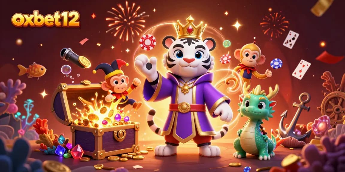 Join the excitement at oxbet12 with vibrant 3D casino characters celebrating jackpots in a dynamic scene.
