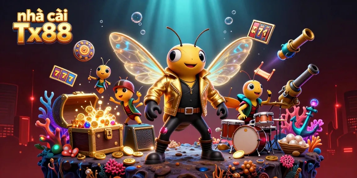 Experience vibrant gaming excitement at nhà cái Tx88 with energetic characters and casino elements.