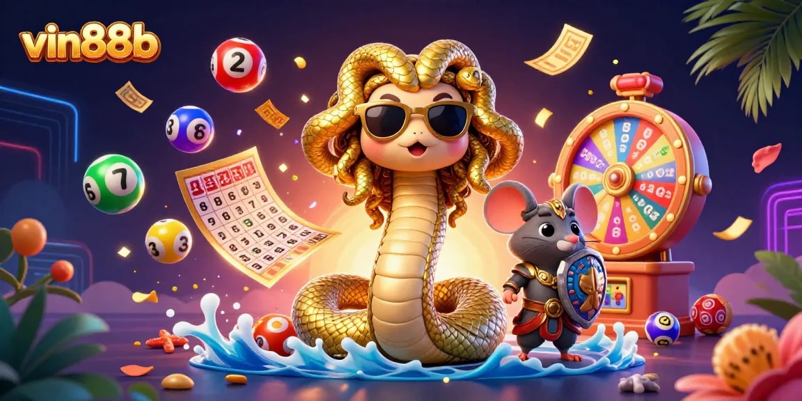 Experience epic winners at vin88b with vibrant lottery elements and stunning mythological characters.