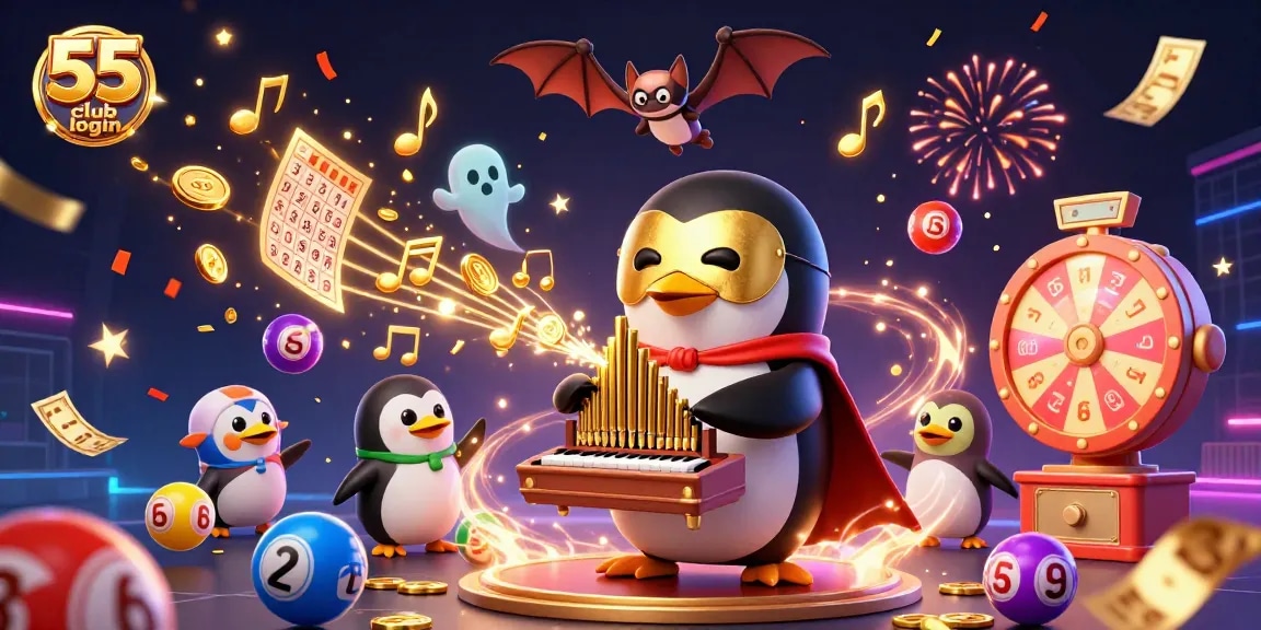 Play the exciting 55 club login lottery with bouncing colorful balls and golden prizes!