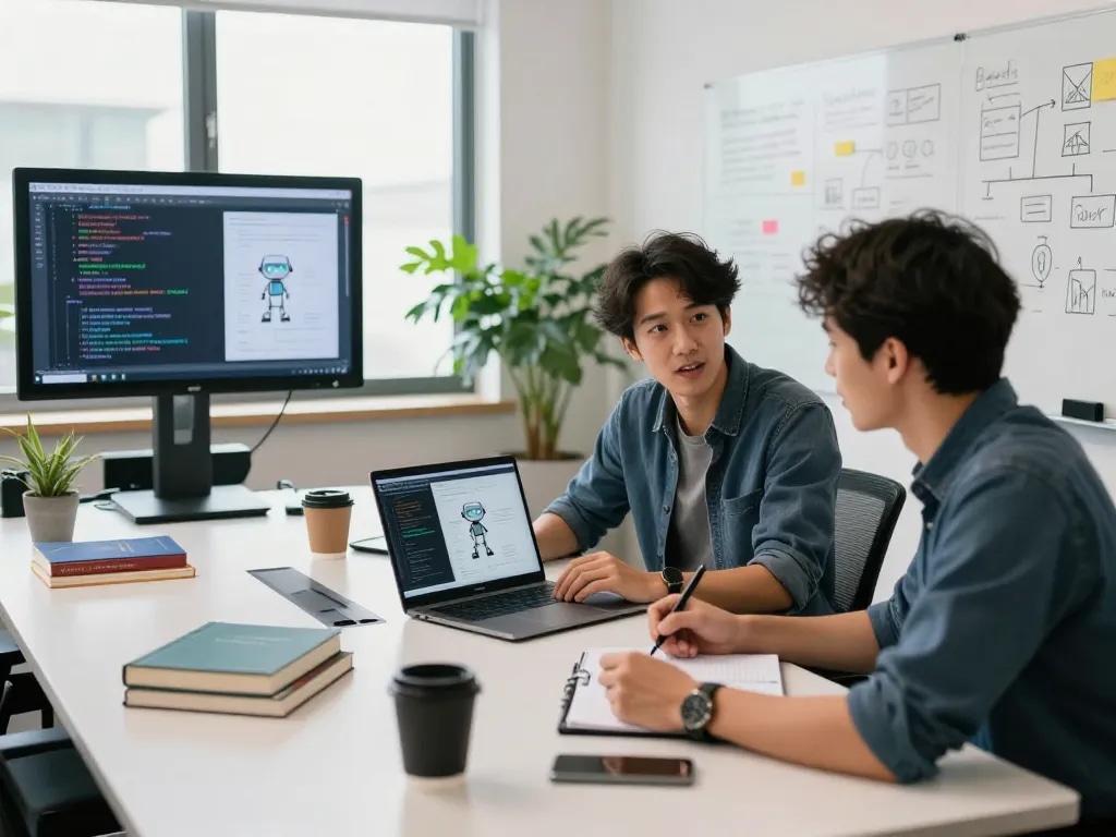 Team discussing Clawdbot's features in a lively office setting, showcasing collaboration and tech integration.