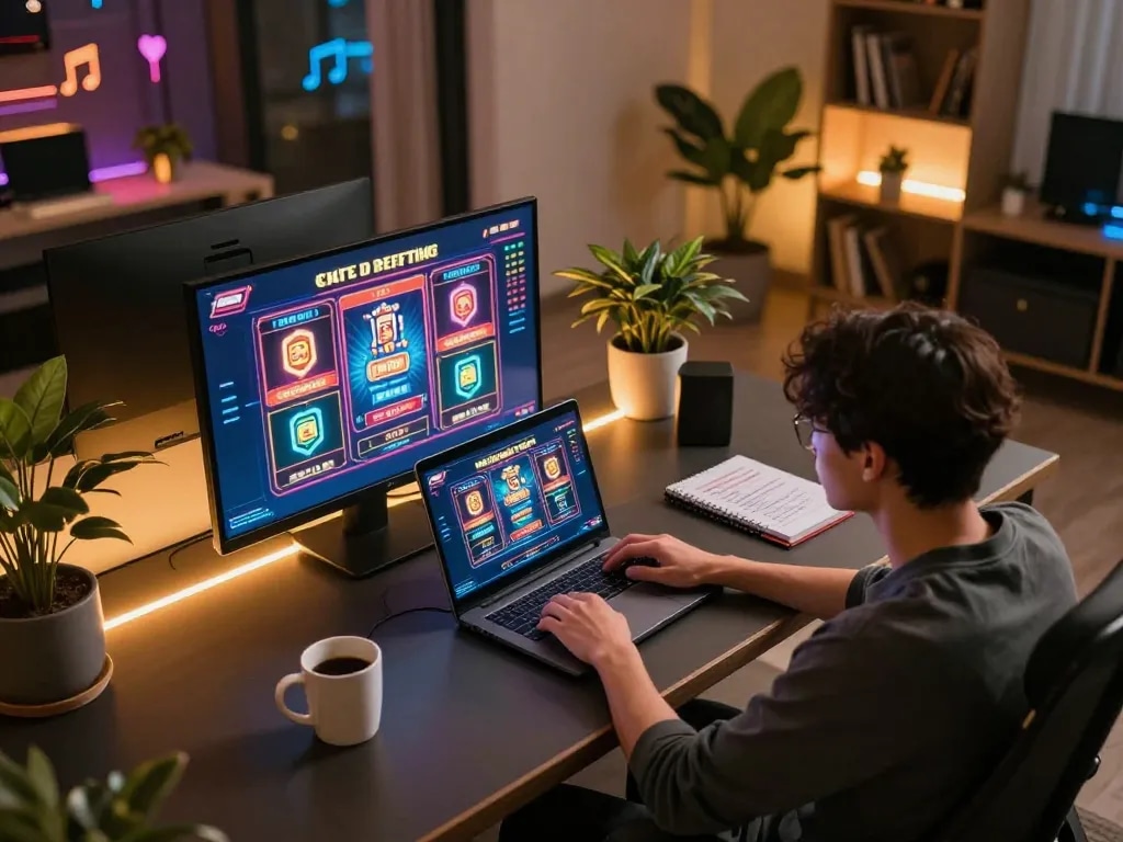 Engaged player exploring online slots at nhà cái F168, indicating immersive gaming experience