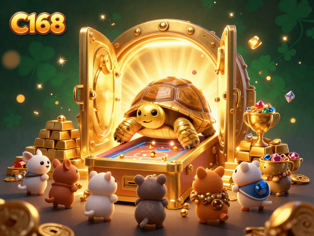 Experience thrilling slots at C168 with animated characters and sparkling treasure