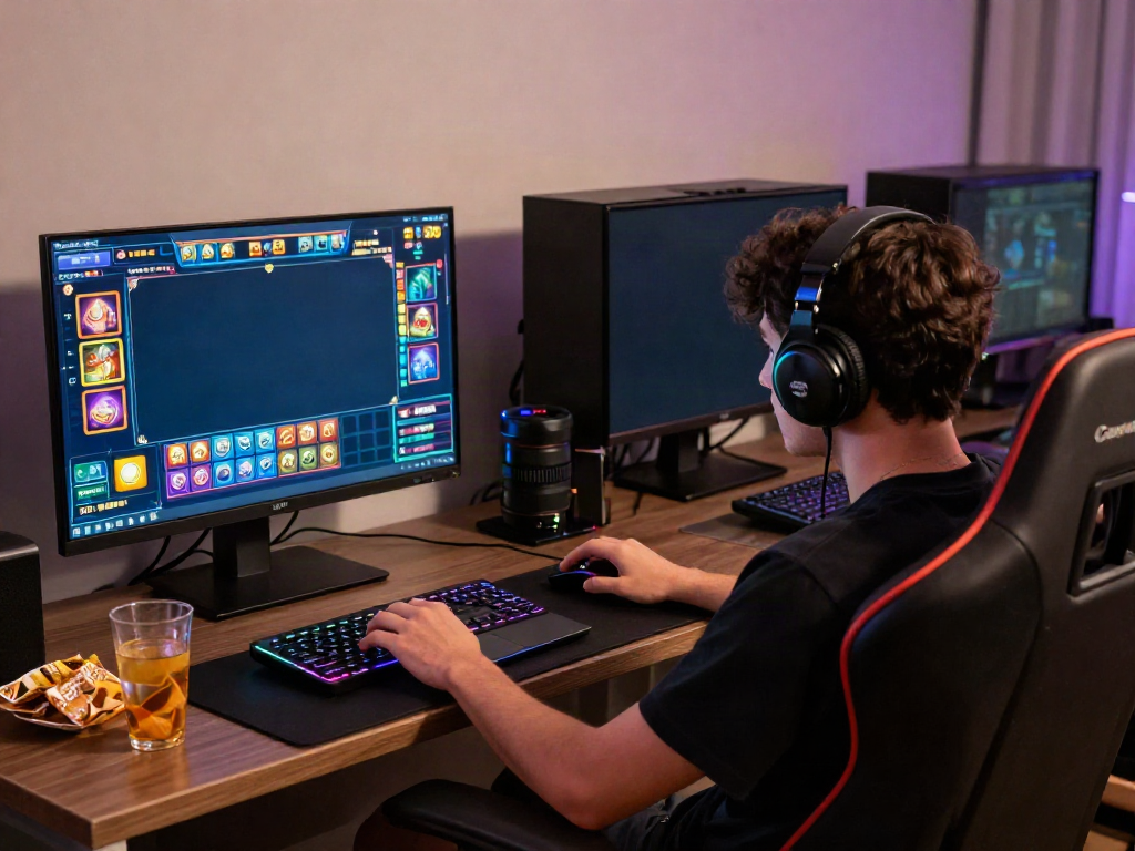 rokok88 player enjoying an engaging slot game experience with vibrant graphics and cozy atmosphere
