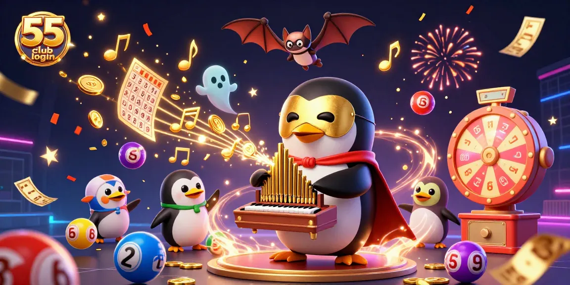 Play the exciting 55 club login lottery with bouncing colorful balls and golden prizes!
