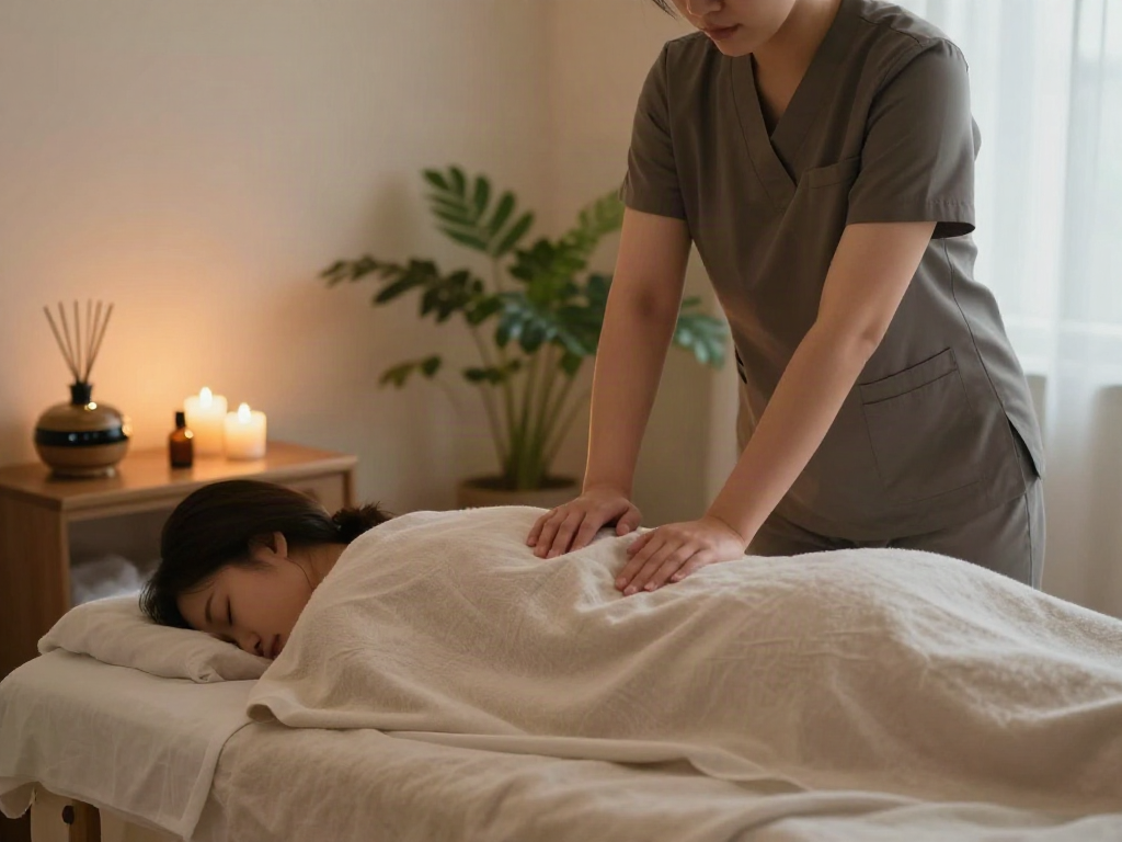 Experience tranquility with a 청라출장마사지 in a serene therapeutic setting.