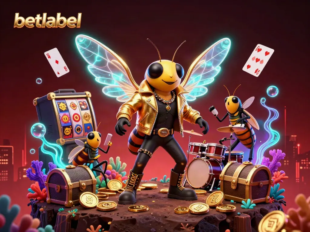 Experience the excitement of betting with betlabel in this vibrant gambling-themed 3D scene.
