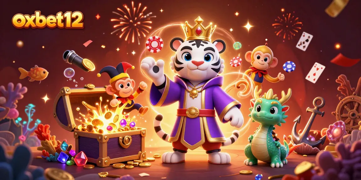 Join the excitement at oxbet12 with vibrant 3D casino characters celebrating jackpots in a dynamic scene.