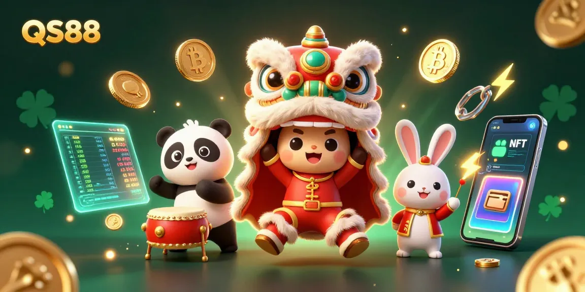 QS88 players enjoy the excitement of casino gaming with a festive, vibrant 3D illustration.